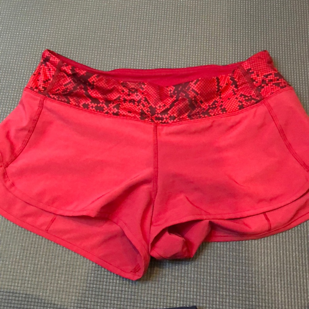 Size 4 red lululemon running shorts!